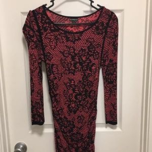 pink/black/lace sweater dress
